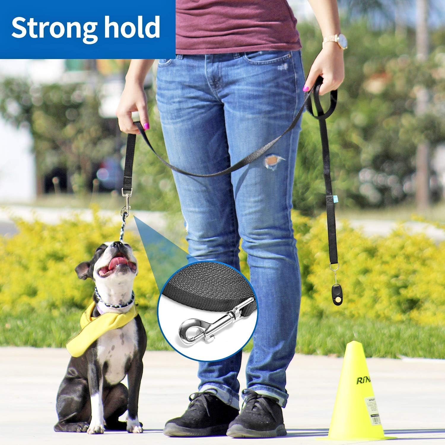 15/20/30/50/100 Ft Long Dog Training Leash with Clickers for Small, Medium and Large Dogs or Cats (30 Feet, Purple)